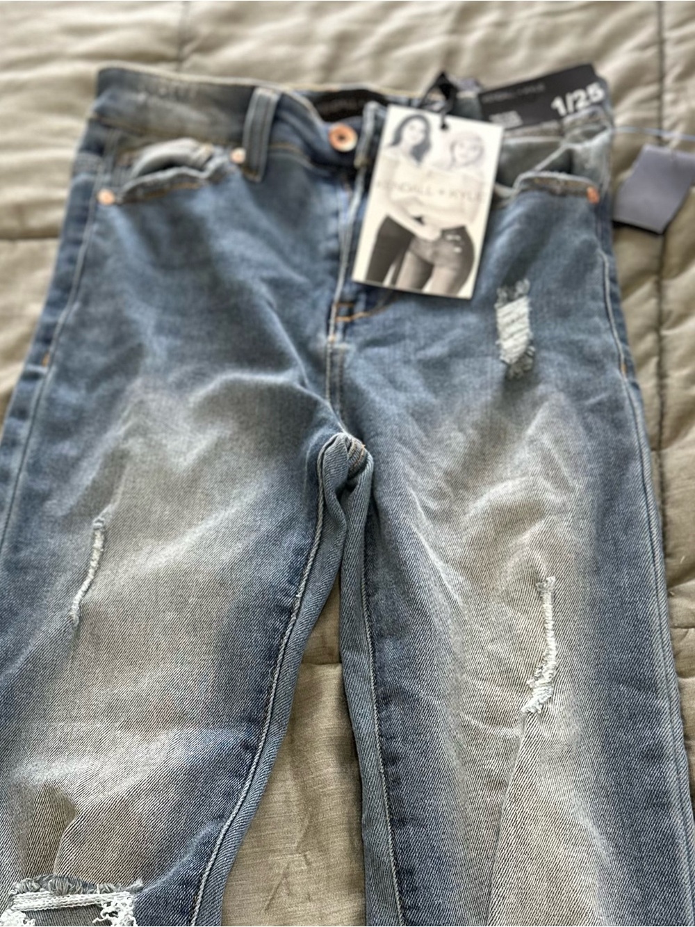 Kendall & Kylie Blue Distressed Straight Leg Jeans